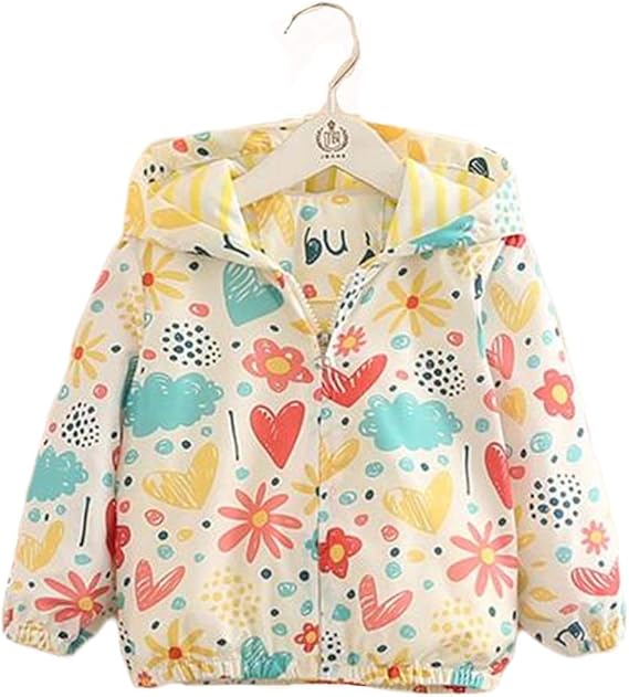 Amazon フッカツ 女の子 長袖 花柄 ジップアップパーカー