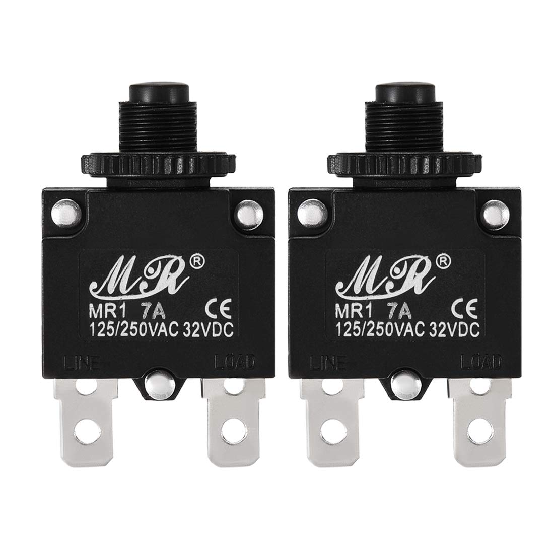 Sourcingmap 2Pcs Thermal Overload Protector AC 125/250V 7A Push Button Reset Circuit Breaker