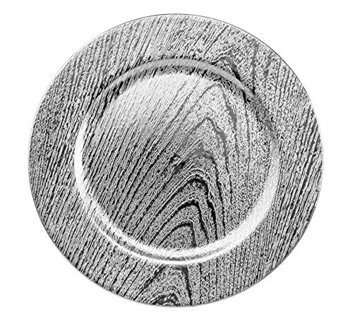 Home Collectives 13 Inch Round Elegant Serve ware Charger Plates with Matching Napkin Rings, Wedding, Dinner party, Event - Choose from our Variety of Styles and Quanties (6, Moslem Silver)