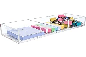 Dealpoli Clear Acrylic Sticky Note Holder, 3in1 Self-Stick Memo Pad Dispenser for Office Home School Post Bank Desk Supplies (DP007)