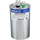 BOJACK 55+5uF 55/5MFD &plusmn;6% 370V/440V CBB65 Dual Run Circular Start Capacitor for AC Motor Run or Fan Start or Condenser Straight