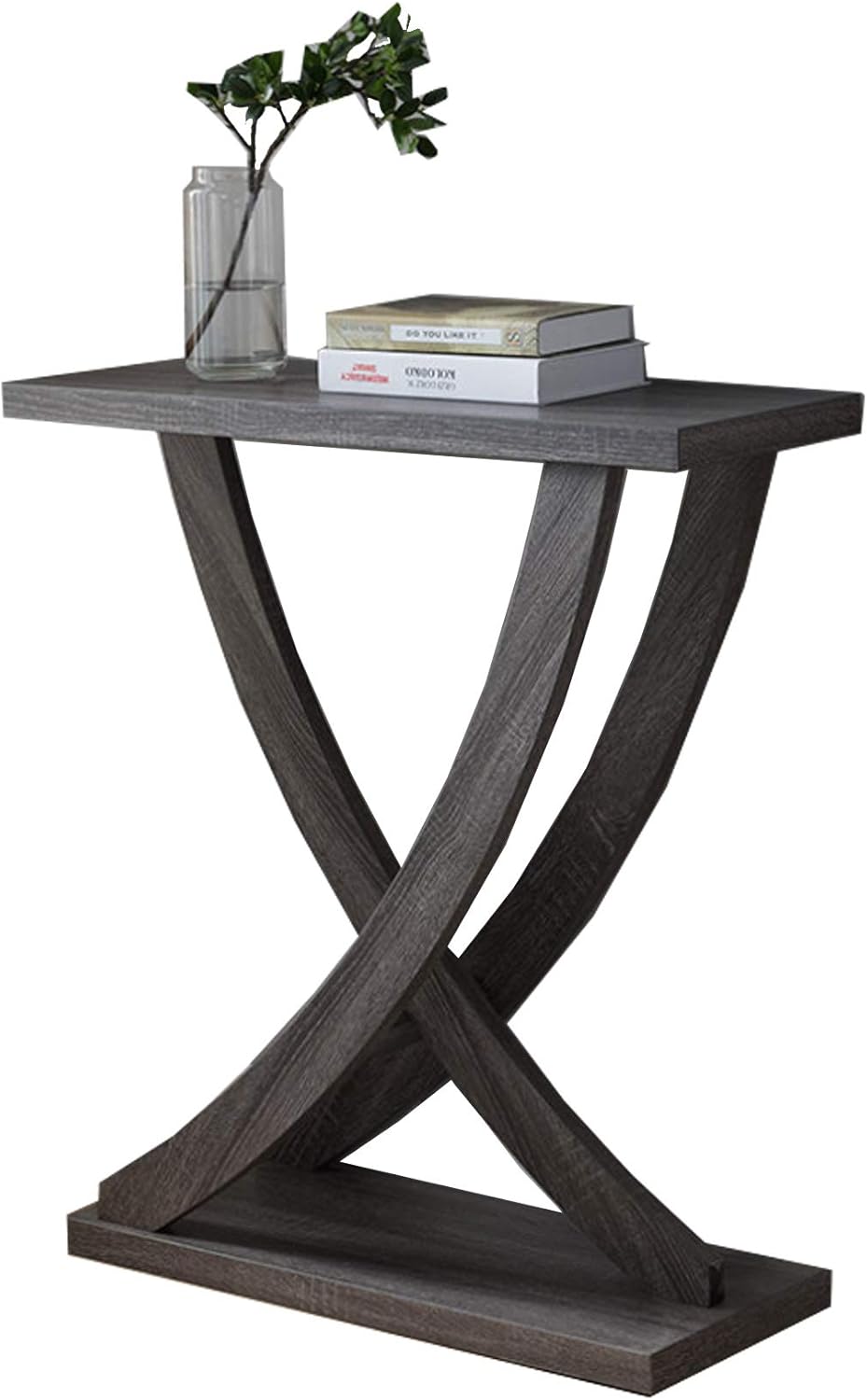 Benzara Wooden Console Sofa Side End Table with Curved Legs, Distressed Gray: Kitchen & Dining