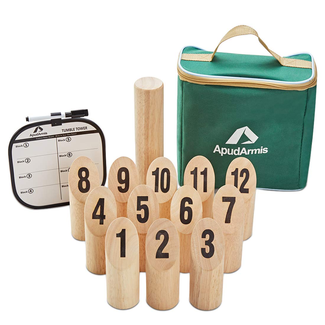 Buy ApudArmis Wooden Pin & Skittle Games, Scatter Numbered Block Toss