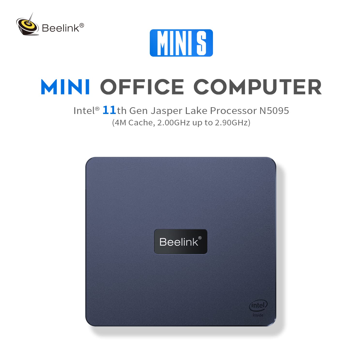 Beelink Mini PC, Mini S Mini Computer 11th Gen Quad-Core N5095(up to 2.9GHz), Desktop Computers 8GB DDR4 RAM 128GB SSD 4K UHD Dual HDMI/Dual WiFi/Gigabit Ethernet/HTPC/Family-NAS/BT4.0/W-11 Pro