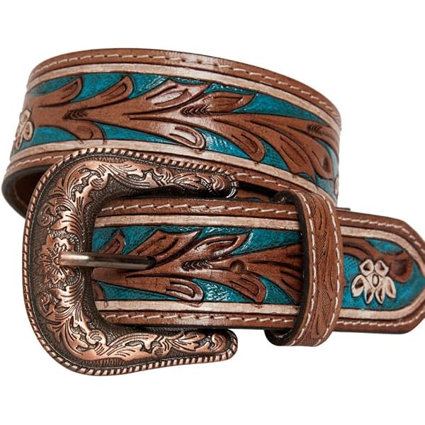 NWT Myra Pink feather Hand-Tooled Leather Women\'s Belt Amazon.com: Myra Bag Pink Feather Hand-Tooled Leather Belt  main image 4