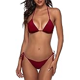 Women Two Piece Bikini Swimsuit Sexy Bathing Suits Halter Triangle Tops String Bikini Sets