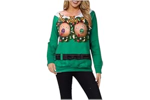 DGZTWLL Unisex Ugly Christmas Sweaters Funny 3D Digital Printed Novelty Graphic Sweatshirts Holiday Long Sleeve Pullover Tops
