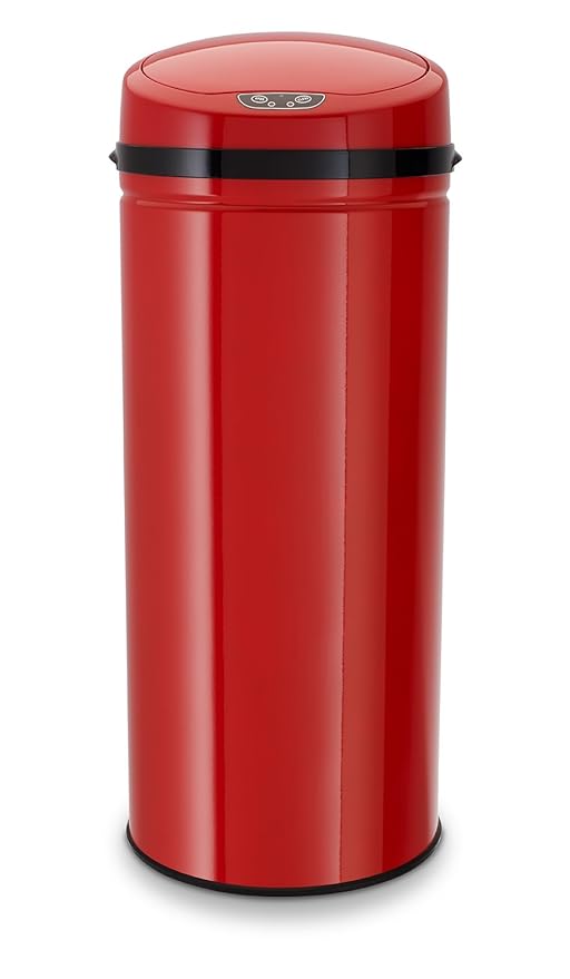 ECHTWERK EW-AE-0250 Design Abfalleimer 42 L mit IR Sensor - INOX, Edelstahl, rot