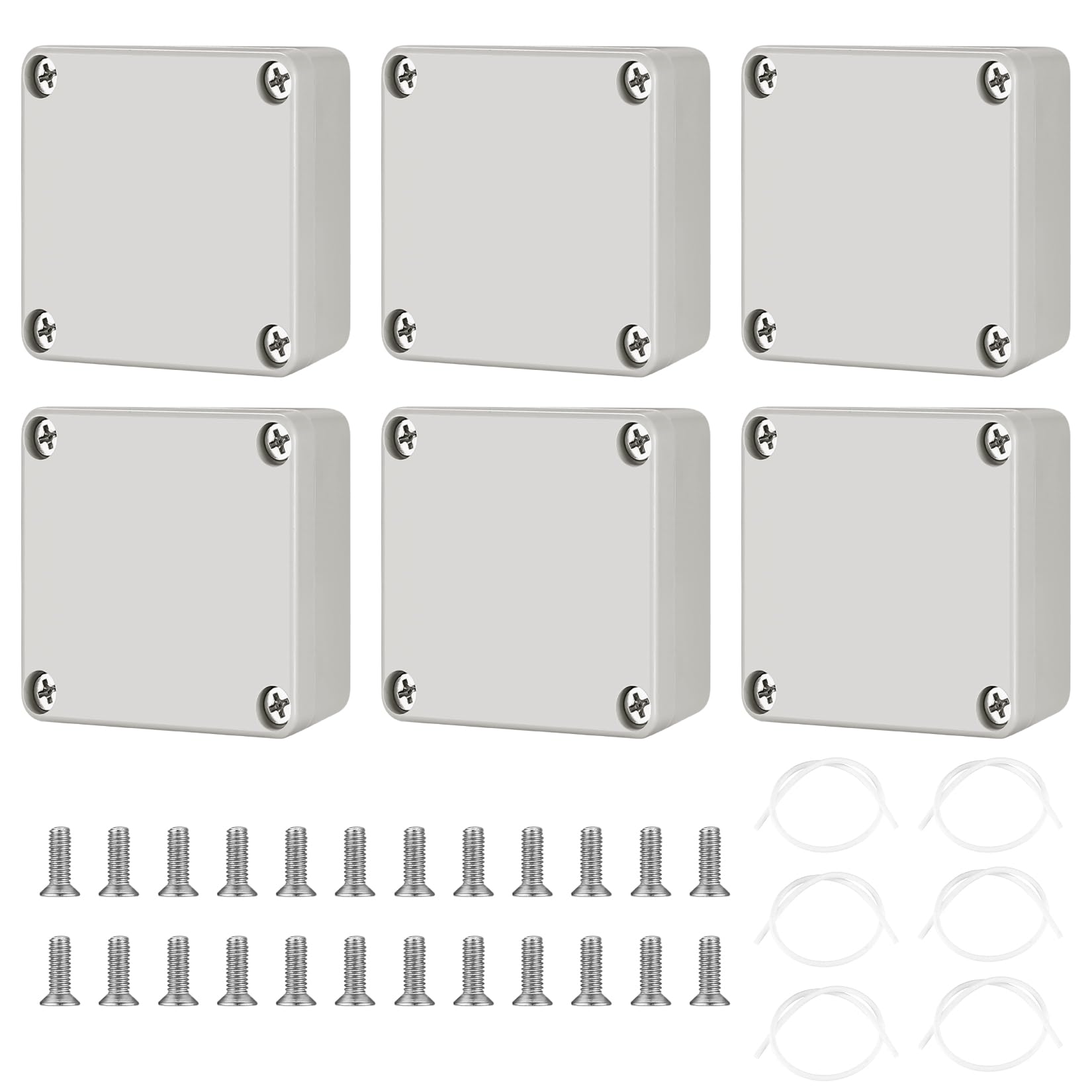 6 Pcs Waterproof Junction Box, IP65 Outdoor Cable Connectors, Electrical External Wire Junction Box - Grey-White, 63x58x35mm