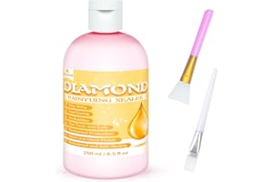 WEYSTOM Diamond Painting Sealer - 250ML with Silicone Brush and Bristle Brush, Permanent Glossy Finish for 5D Diamond Paintin