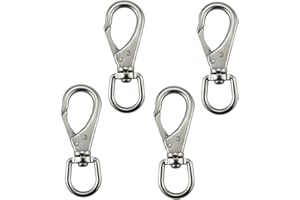 keehui Stainless Steel 304 Swivel Eye Snap Hooks Size1#(M5)/2#(M6)/3#(M7) Marine Clips Flag Snap Spring Pet Buckles