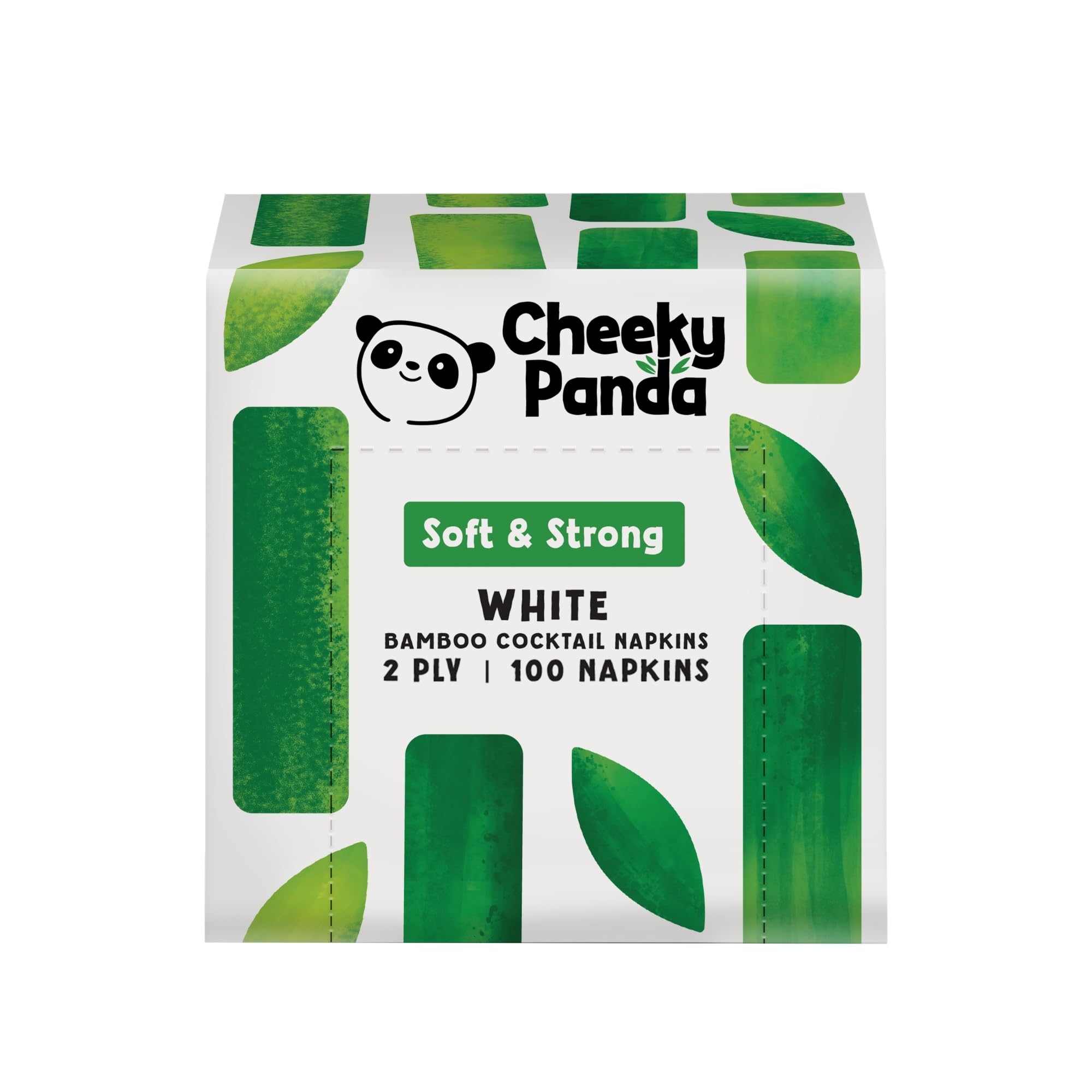 The Cheeky Panda Bamboo Paper Disposable Napkins | Pack of 100 White Cocktail Napkins | 25 x 25cm | 2 Ply Paper Serviettes (Package may vary)