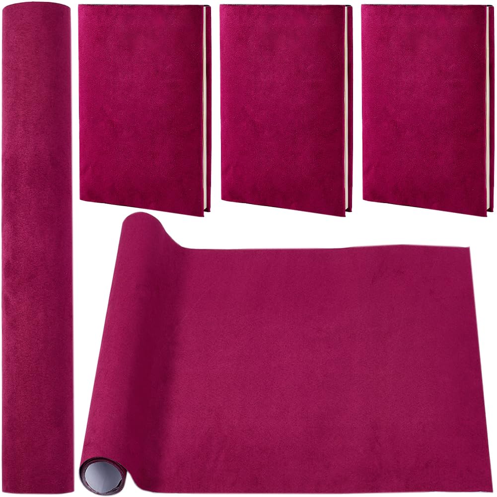 CRASPIRE 130 x 30cm Suede Book Cloth Violet Red for Books Binding Fabric Surface Paper Backed Bookcover Books Album Scrapbooking Archival DIY Covering Protector Bookcloth Bookbinding Supplies
