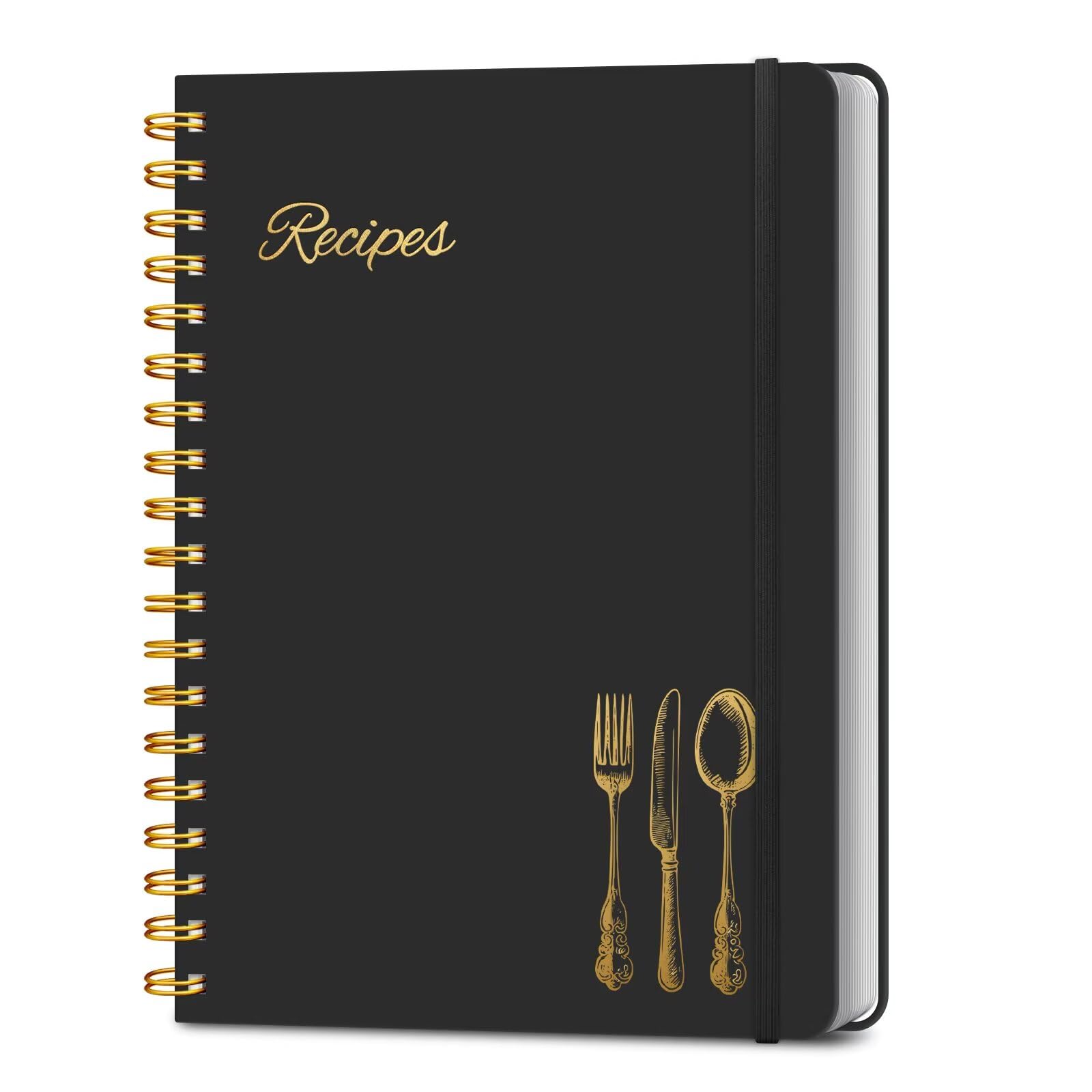Photo 1 of LuBudingJoy Blank Recipe Book to Write in Your Own Recipes. Sprial Hardcover Blank Cookbook, Recipe Journal Hold 130 Recipes(Black)