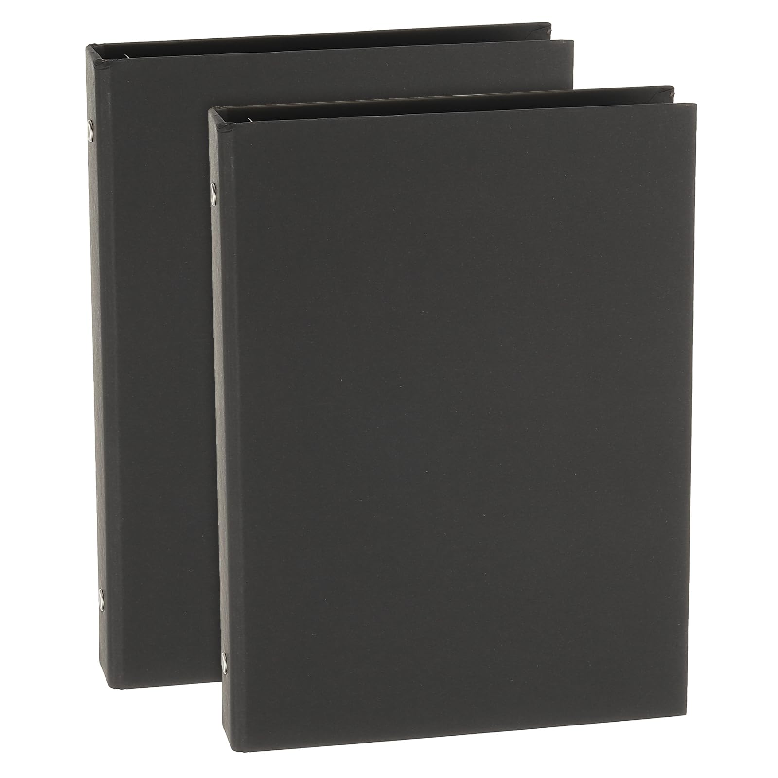 PATIKIL A5 Binder Cover, 2 Pcs 6 Round Ring Binder Protector Kraft Paper Binder Shell Hardcover for Meeting Notebook Folder, Black