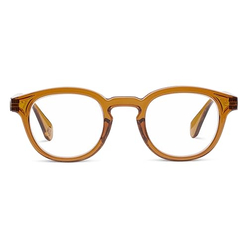 Peepers by PeeperSpecs Men's Asher Round Blue Light Blocking Glasses, Brown, +1.75