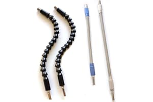 Gzingen 4 Pcs Flexible Drill Bit Extension, 1/4'' Hex Flexible Screwdriver Adapter Kit, 9.6in-11.8in Quick Change Hex Shank F