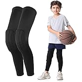 Newbyinn Knee Pad for Kid Youth 1 Pair, Black Padded Knee Leg Compression Sleeve for Basketball Football Volleyball Soccer Sport Boy Girl