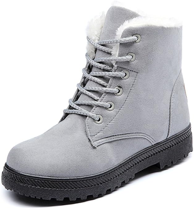 Shibever Winter Boots for Women Platform Cotton Warm Fur Snow Ankle