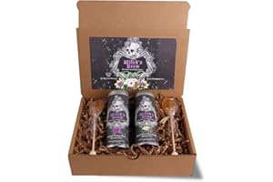 Witch's Brew Gift Basket for Halloween by La Tea Dah, Rose Oolong Tea, Herbal Elderberry Tea, and Two Honey Stirrers, Halloween Gifts for Women, Gourmet Tea Gift Sets