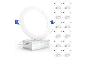 SUNCO LIGHTING Sunco 12 Pack Recessed Lighting 6 Inch LED, Canless Ceiling Lights Slim with Junction Box, 850 LM, 14W (100W Equivalent), 6000K Daylight Deluxe, Dimmable, Wafer Thin, 50000 Lifetime Hours ETL.