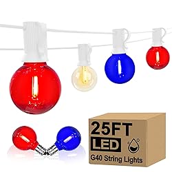 25Ft G40 LED Outdoor String Lights with 27 LED Red
