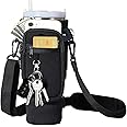 Water Bottle Holder with Strap for Stanley Cup Accessories 40 oz Water Bottle Carrier Bag with 2 Pocket Sling Neoprene,Adjustable Strap& Straw Cover.Water Bottle Sleeve for Walking Hiking Camping Gym