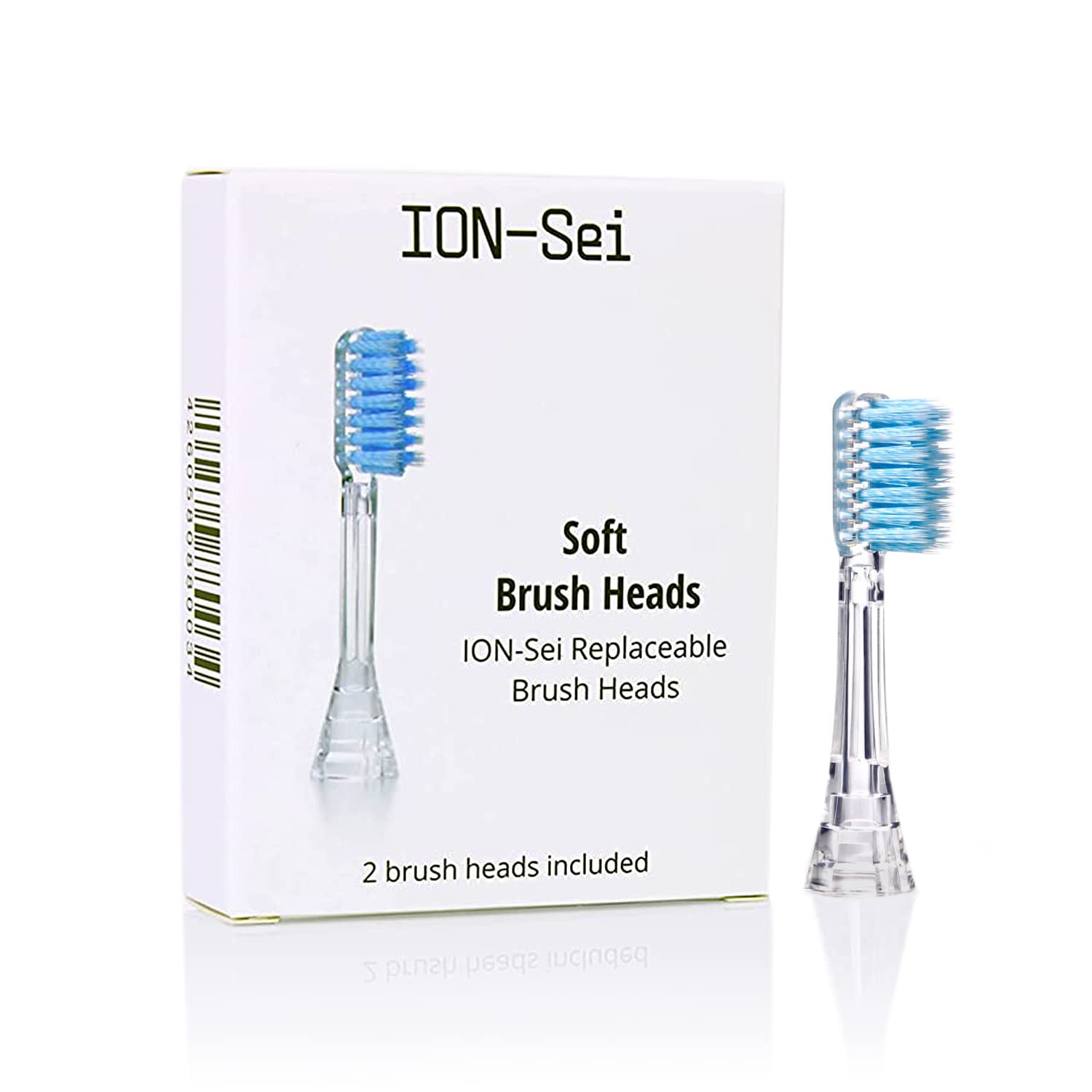 ION-Sei Replacement Brush Heads - 2 Soft Brush Heads for The ION-Sei Sonic Toothbrush