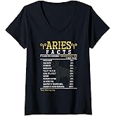 Womens Aries Facts Zodiac Sign V-Neck T-Shirt