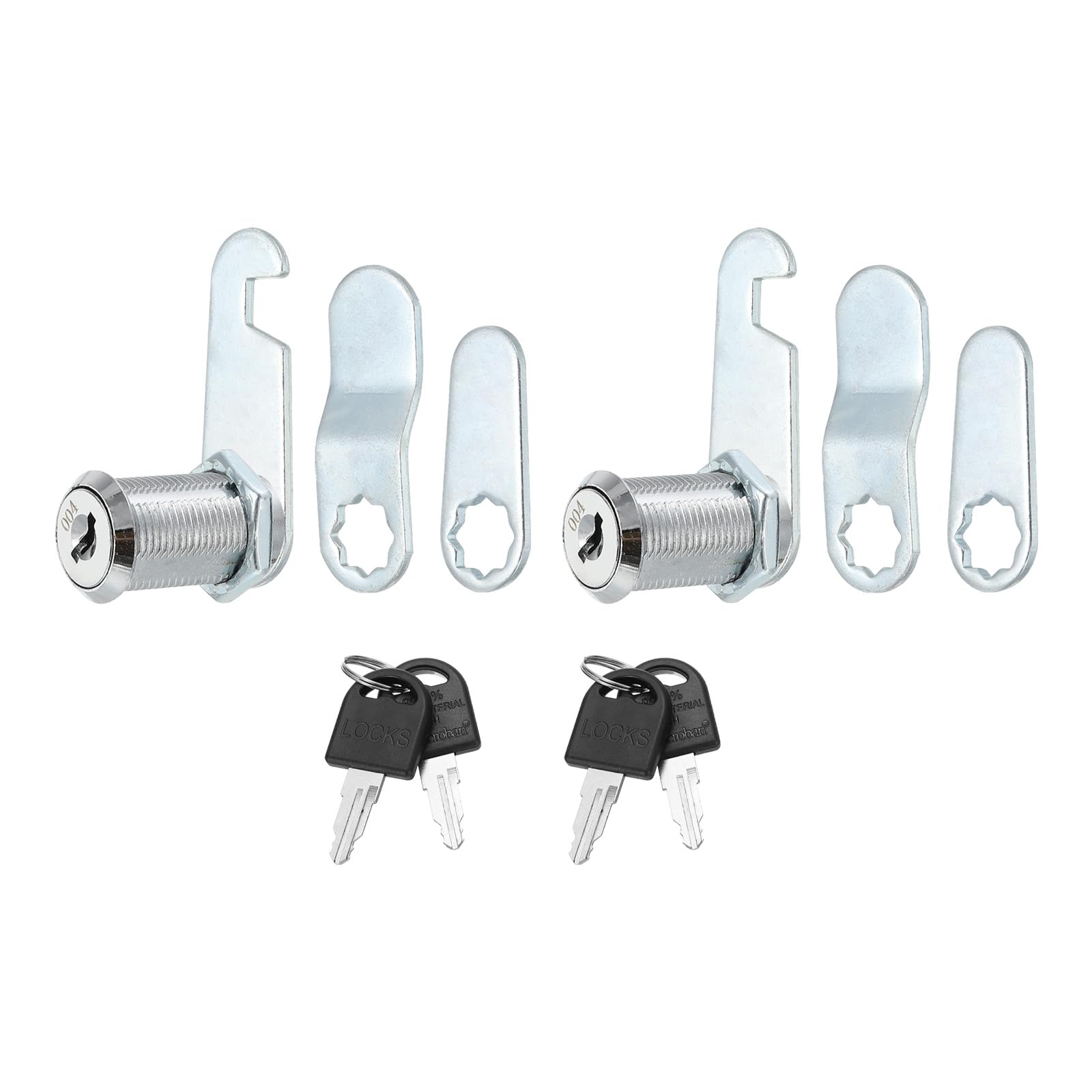 PATIKIL 1-1/8" Cam Lock with Keys, 2 Pack Zinc Alloy Keyed Different Cabinet Cam Lock Set RV Storage Lock for File Drawer Mailbox Toolbox, Silver Tone