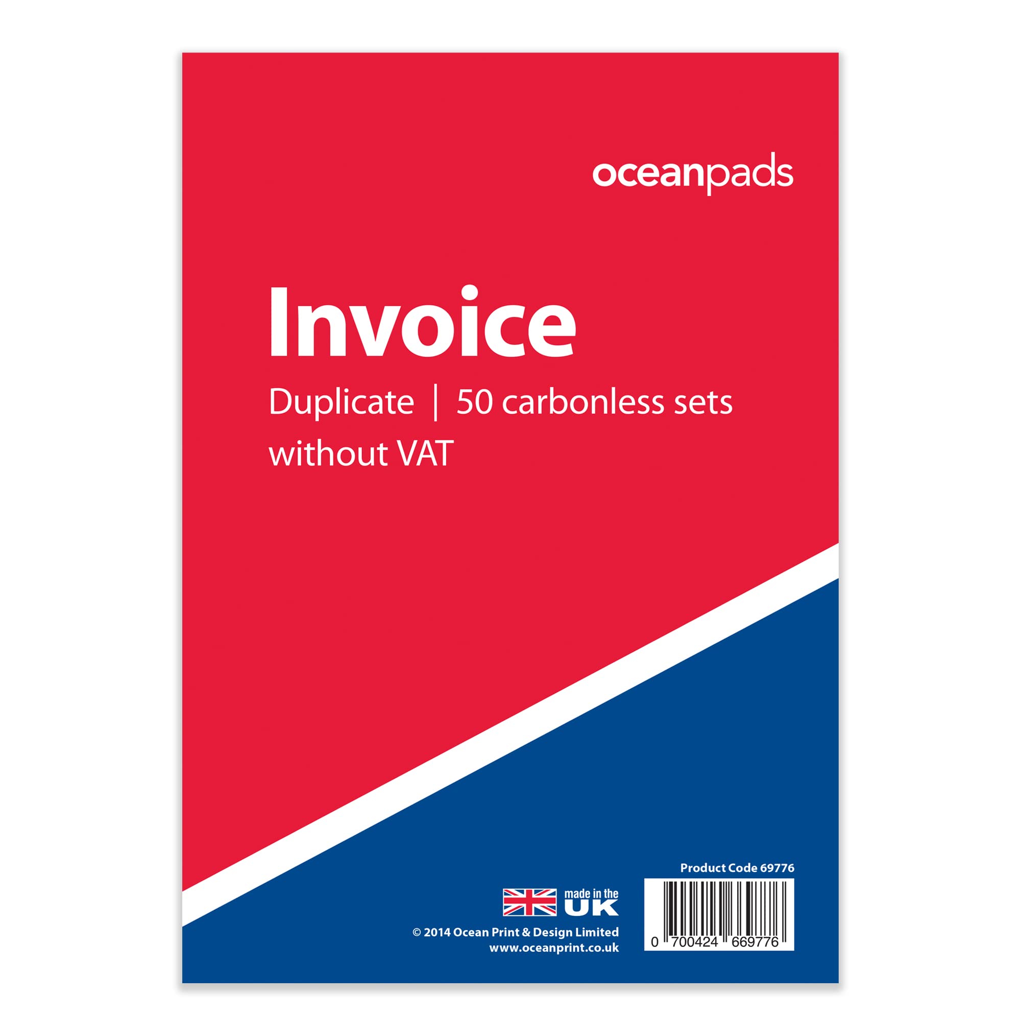 Ocean Pads Invoice Book Duplicate Without VAT, A5 148 x 210mm, 2-Part Carbonless (69776)
