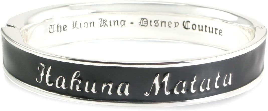 Disney Couture Kingdom Lion King White Gold-Plated Hakuna Matata Black Bangle