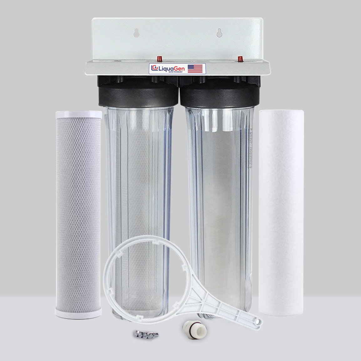 LiquaGen - 2 Stage City & Well Water Whole House Water Filtration System w/20