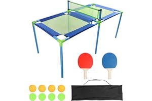 Homegroove Portable Ping Pong Table Tennis Game for Indoor or Outdoor, Two Paddles & Eight Balls & Storage Bag & Complete Tab