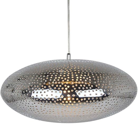 Ausgefallene Pendelleuchte Metall Lampenschirm Mit Kleinen Lochern Design Pendellampe Hohenverstellbar Wohnzimmer Esszimmer Schlafzimmer Wohnzimmer Zimmer Lampe F43cm Chrom Amazon De Beleuchtung