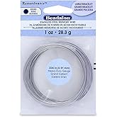 Beadalon Remembrance Stainless Steel Memory Wire, Heavy Duty Round, Bracelet, Large, Bright, 1 oz, approx. 30 coils