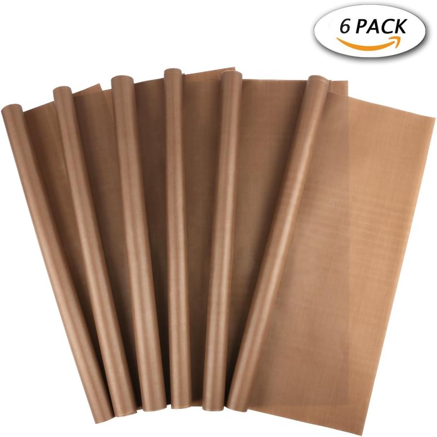 PROLOVE Heat Resistant Non-stick Grill and Bake Mat, PTFE Teflon Sheet for Crafting, Reusable Waterproof Craft Sheet 16 X 24" Large (6 Pack)