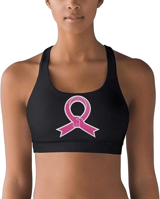 Breast Cancer_Logo Women's Fitness Bra Light Support Ultrasoft Amazon