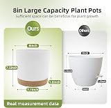 QCQHDU 20cm Plant Pot 2 Pack with Drainage Holes and Tray White Modern Decor view 2