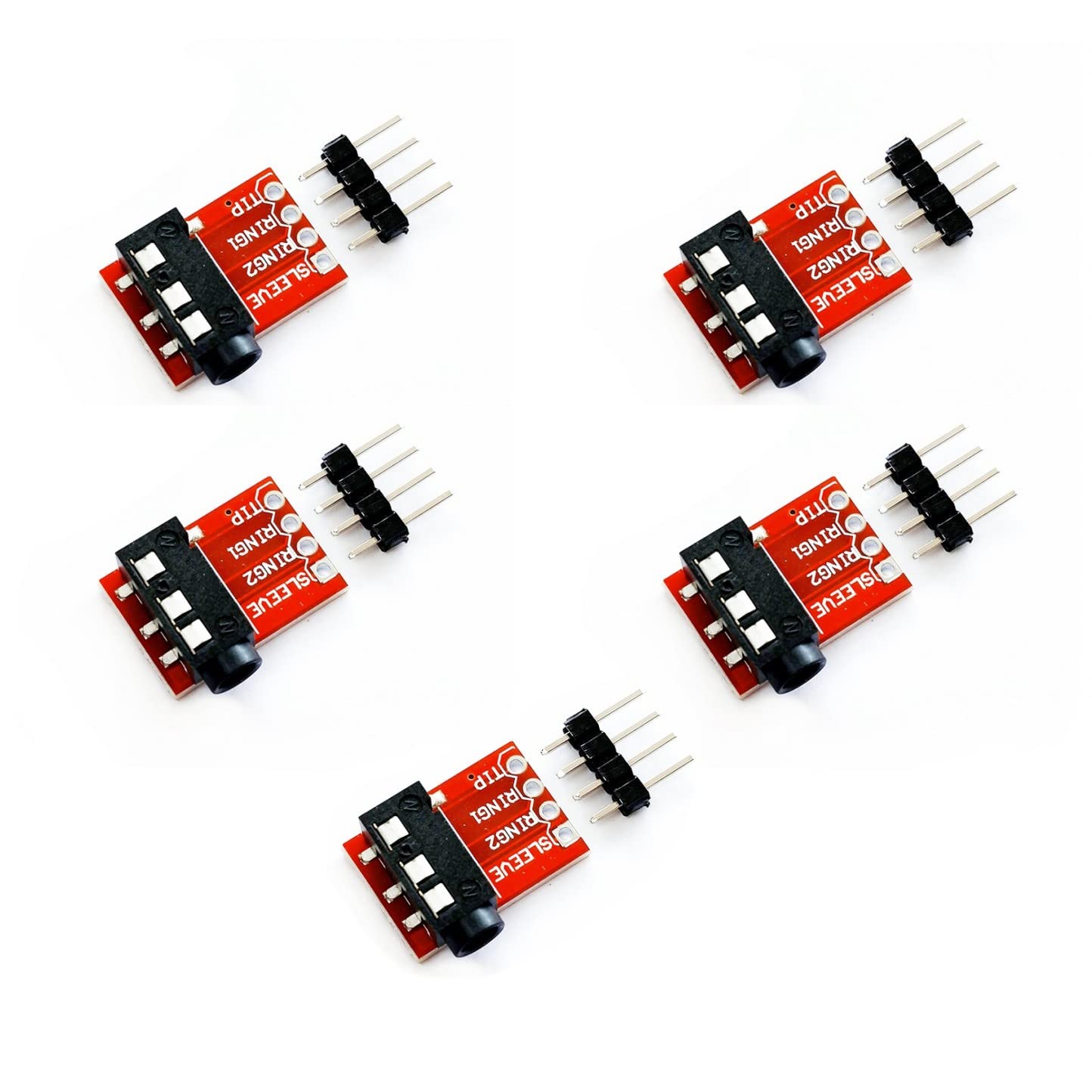 JZK 5pcs TRRS 3.5mm Audio Jack Breakout Board, Headphone Video MP3 Jack Socket Module, TRRS 3.5mm Jack Breakout Headset Audio Stereo Microphone Jack Interface Module