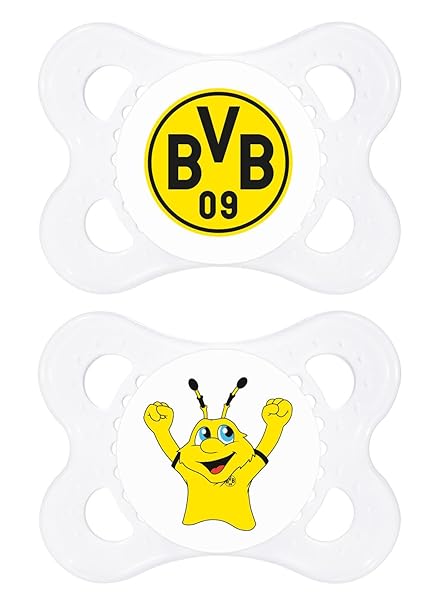 MAM 67548500 – Schnuller, Bundesliga, Football Borussia Dortmund  0-6 Monate, Silikon, Doppelpack