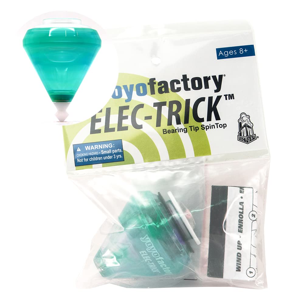 YoYo Factory Elec-Trick Spinning Top – Ball Bearing Spin Top with String | Spinning Tops for Kids, Beginners & Skill Play - Green