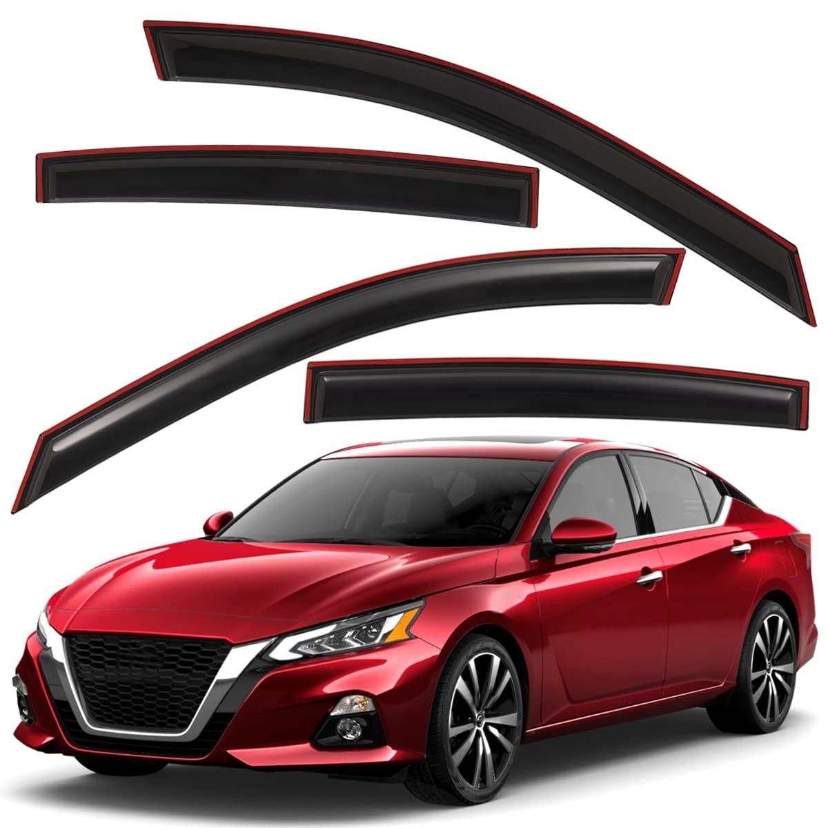 Photo 1 of Lightronic WV194205 in-Channel Side Window Deflectors & Visors Vent Rain Guard, Dark Smoke, 4-Pieces Set, Fits 2019-2024 Nissan Altima