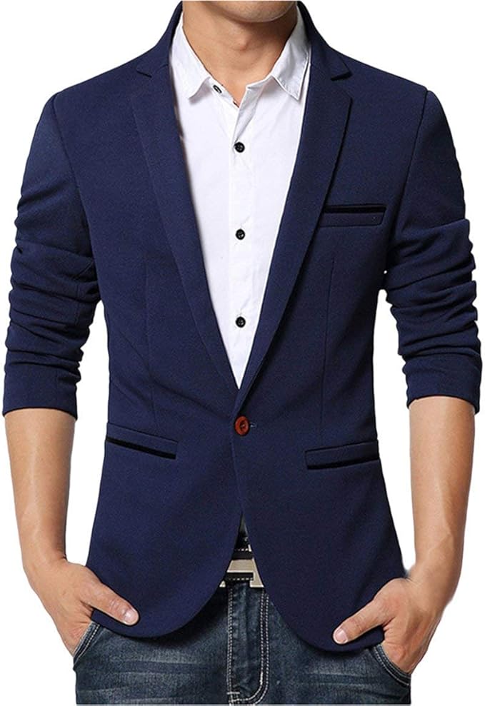 Men's Blazers Slim Fit Business Suit Stylish Lapel Long Comfortable