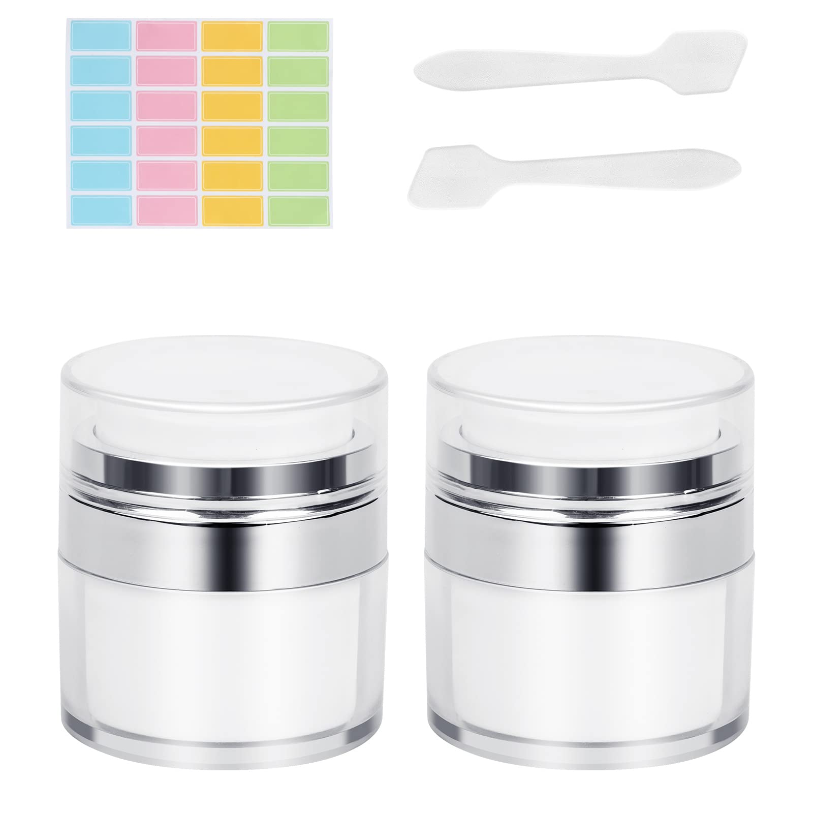 Airless Pump Bottle, 2PCS Moisturiser Container, Refillable Pump Dispenser Cream Jar Vacuum Bottle Travel Cream Bottles Portable Cosmetic Container (50ml)