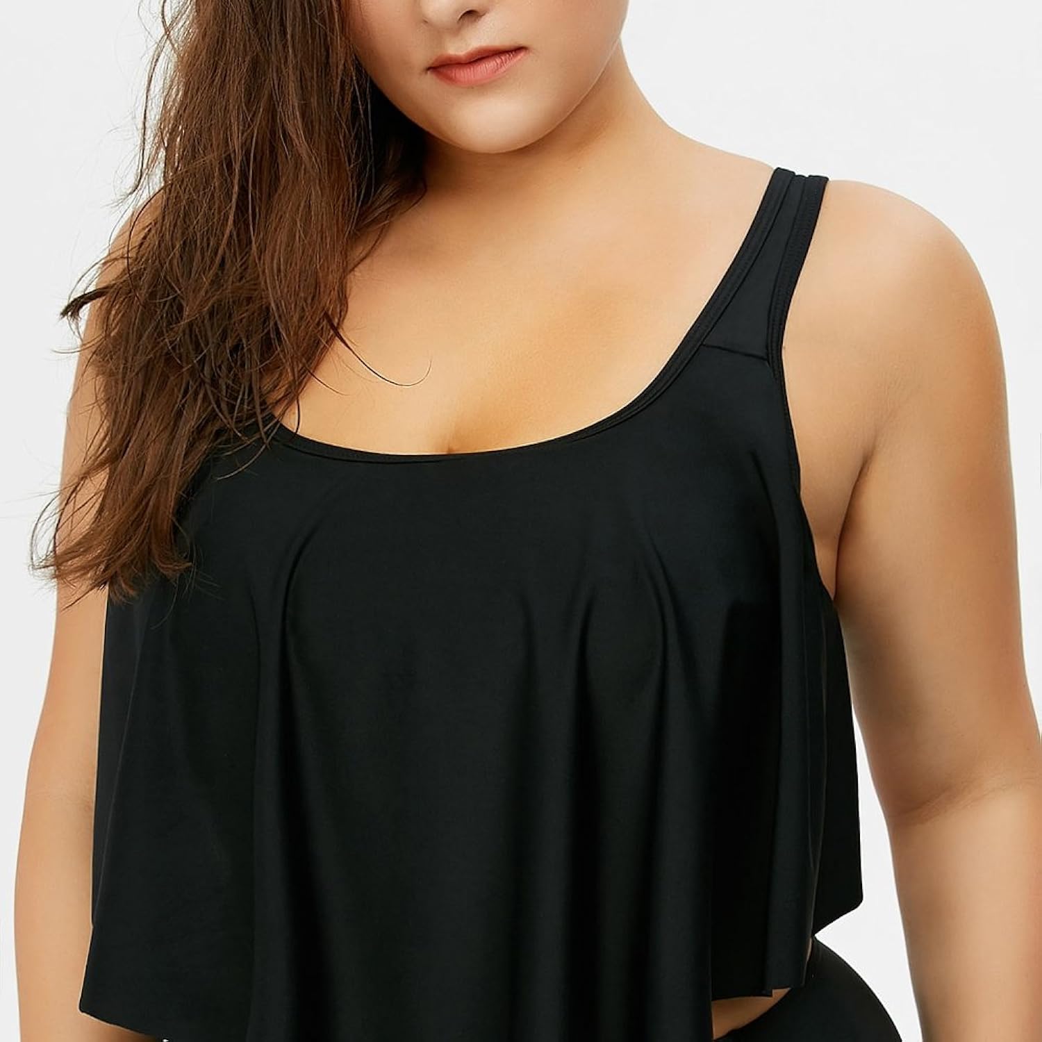 hannea plus size flounce high waist bottom bikini