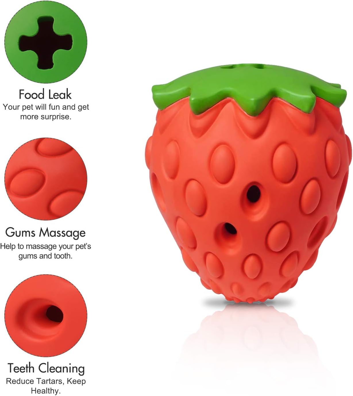 Kitchen & Dining : YOUMI Dog Treat Toy, Dog Chew Toys, Nontoxic Bite Resistant Dog Interactive Toy, Dog Food Leaking, Teeth Cleaning, Strawberry Food Grade Small/Medium/Large Dogs's Toys, IQ Training : 