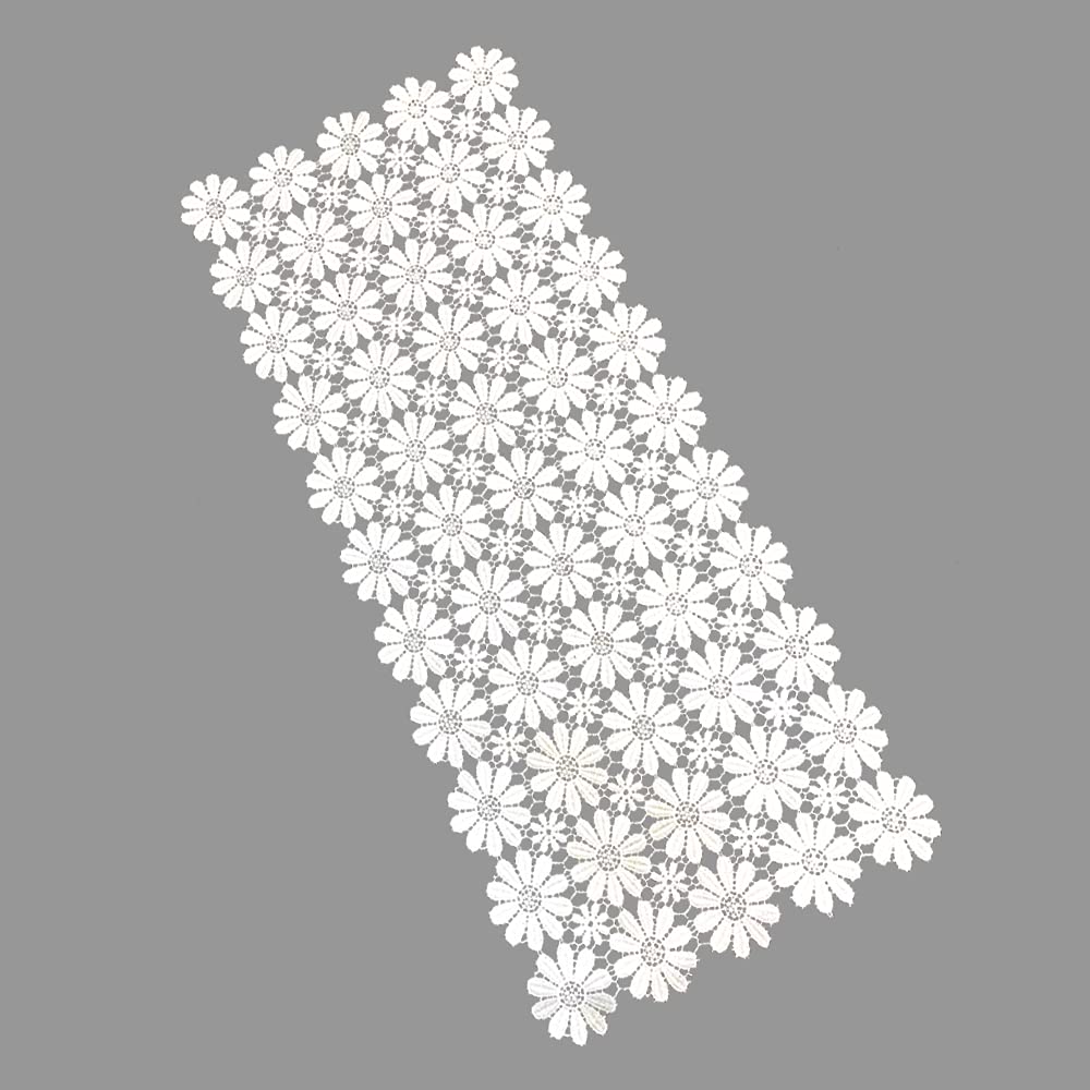 White Flower Runners Lace Table Cloth Shower Dresser Scarf for Home Kitchen Wedding Banquet Tea Table TV Cabinet Dining Table Heat Insulation Table Runner(90*40cm)