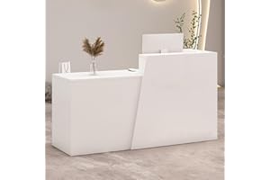 IEHFDCA Retail Reception Desk with Storage, Modern Checkout Counter for Store, Anti-Scratch Front Desk for Salon, Boutique, Cafe – Easy Assembly A 55.1" × 16.5" × 39.4"