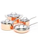 ExcelSteel 546 Professional 8-Piece Triply Cookware Set with Stainless Steel Cast Handles and Knobs, Copper
